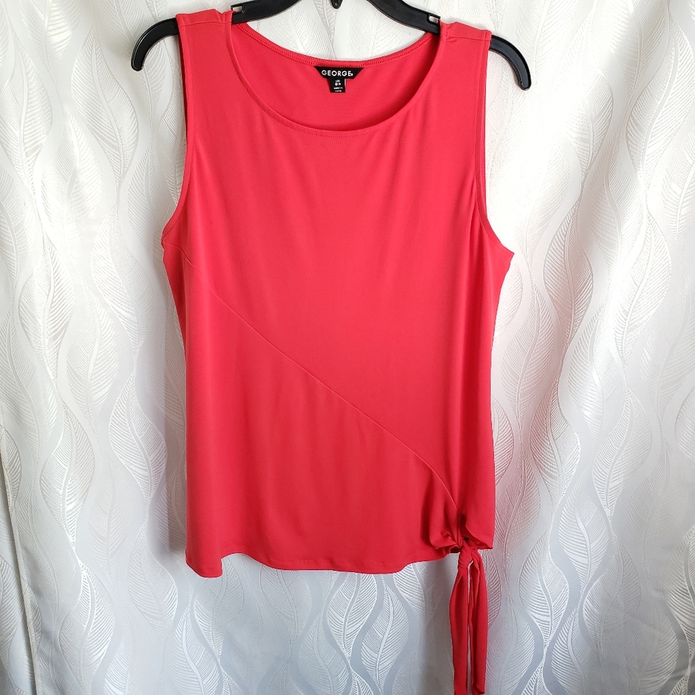 George Scoop Neck Thick Broad Strap Tie Tank Top